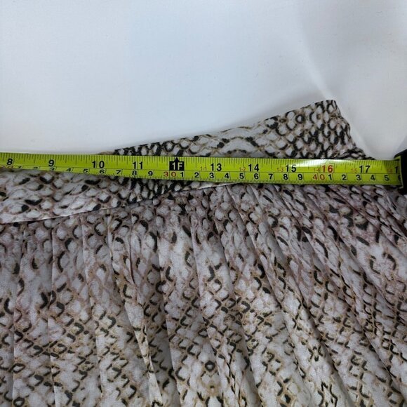 Great Jones Python Print Ruffle Midi Skirt Brown Beige Flowy Boho Size 12 - Picture 14 of 16